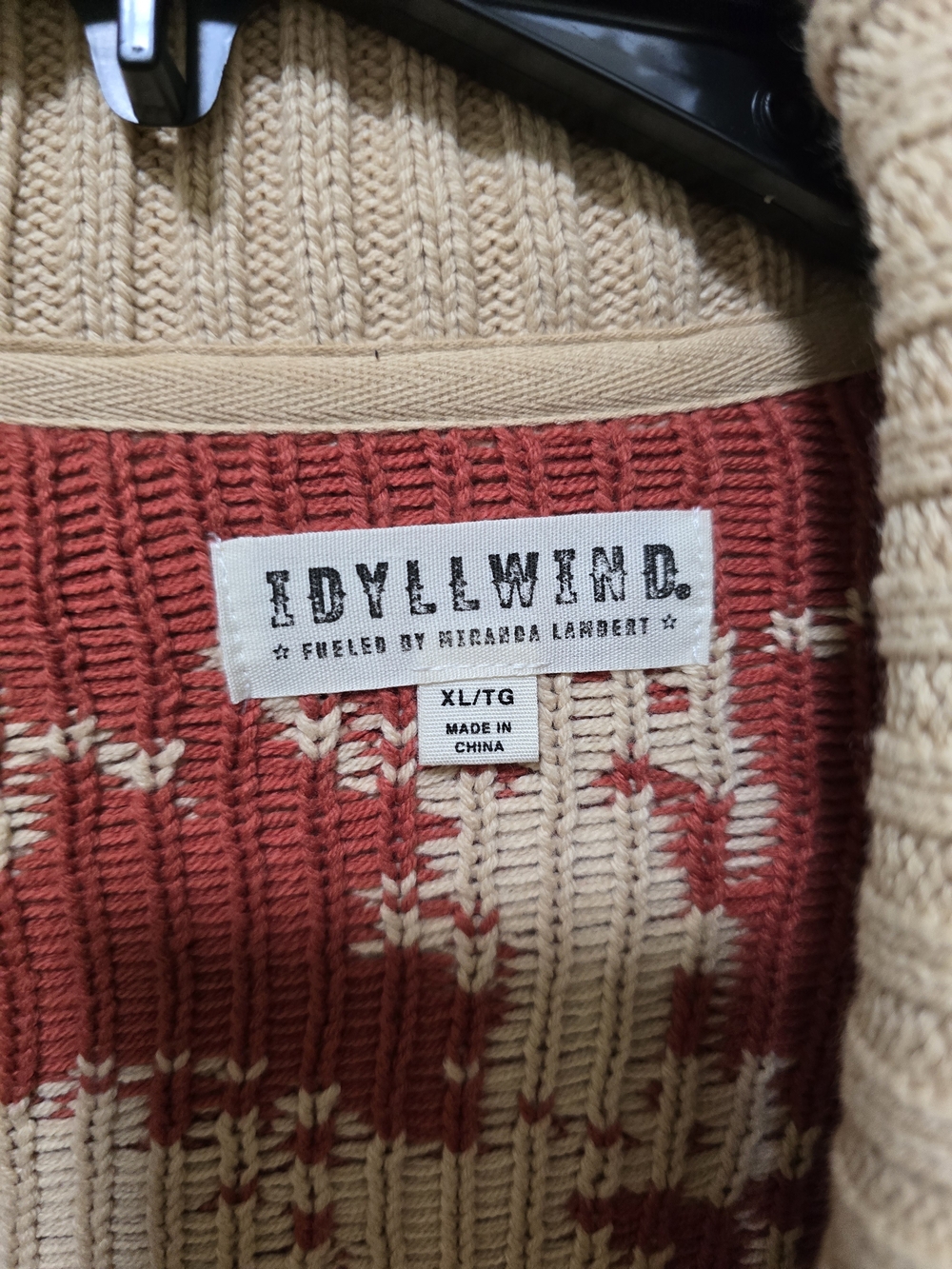 Idyllwind Vintage Western Fringe Cardigan Sweater - Beige & Rust - Picture 3 of 3